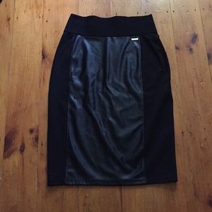 Calvin Klein Midi Leather Skirt